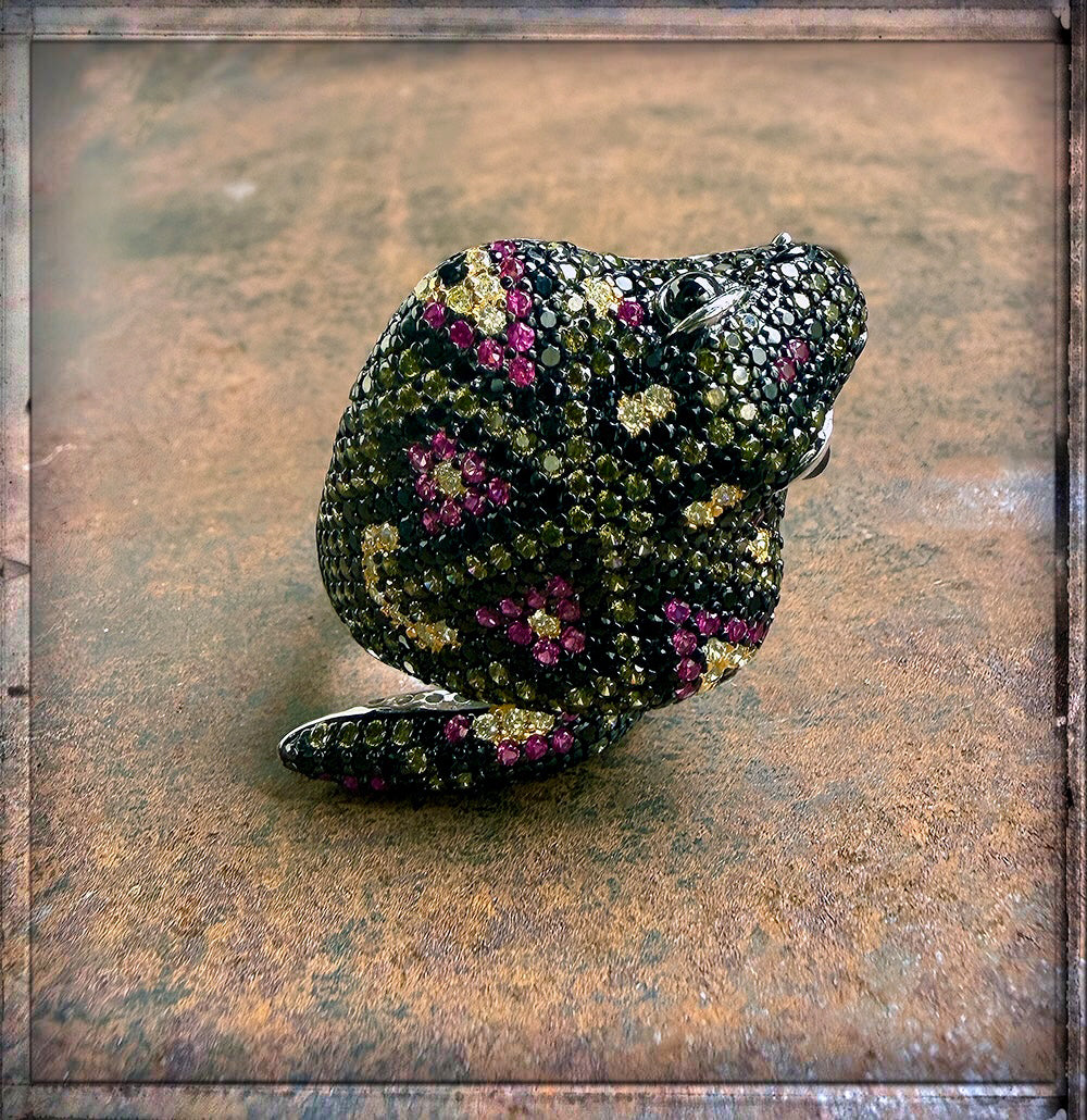 Schlangenring Statement Multicolor Zirkonia Pavé Sterling Silber 7