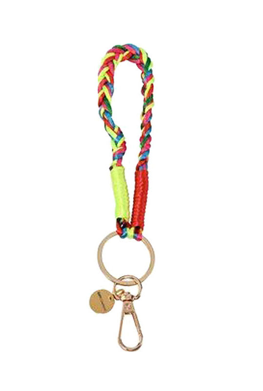 Schlüsselanhänger Urban Gipsy Multicolor Mehrfarbig Geflochtenes Polyester Karabiner Goldfarben 20 cm