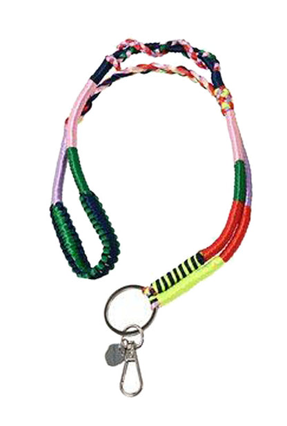 Schlüsselband Urban Gipsy Multicolor Mehrfarbig Geflochtenes Polyester Karabiner Silberfarben 50 cm Lang