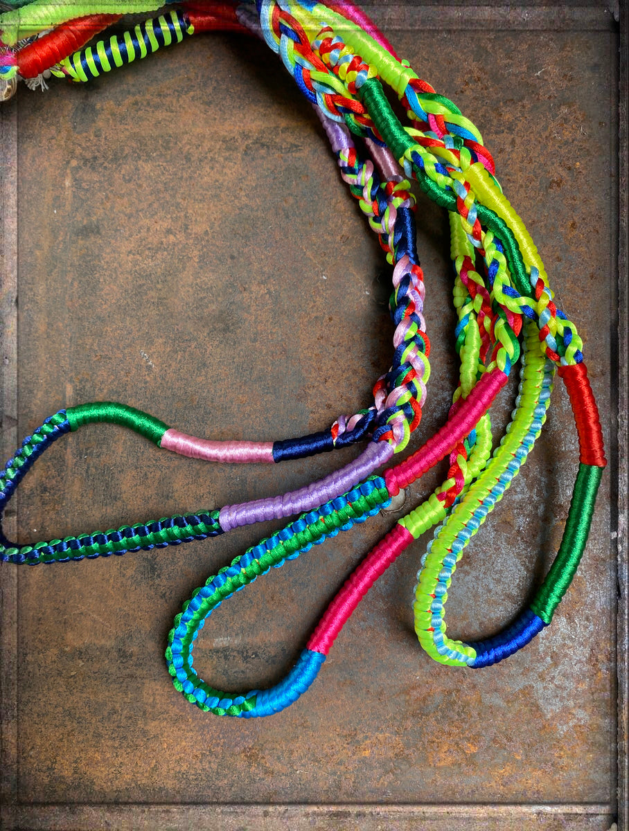 Schlüsselband Urban Gipsy Multicolor Mehrfarbig Geflochtenes Polyester Karabiner Silberfarben 50 cm 