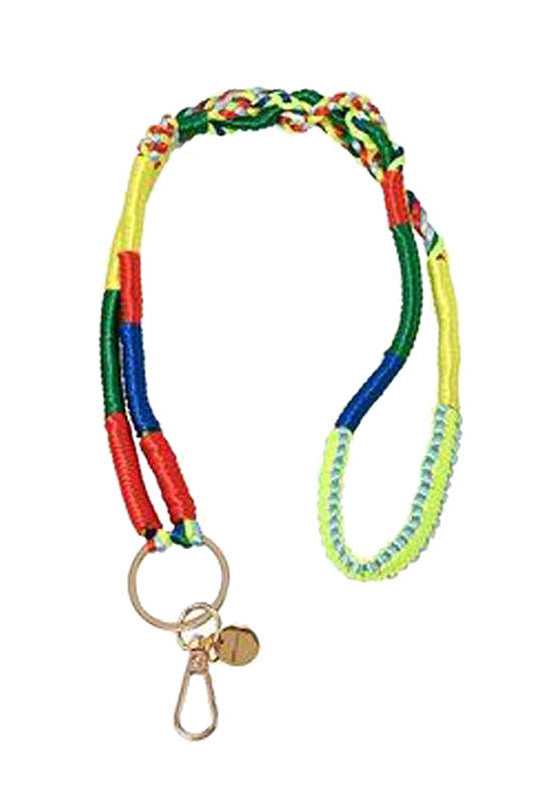 Schlüsselband Urban Gipsy Multicolor Mehrfarbig Geflochtenes Polyester Karabiner Vergoldet 50 cm