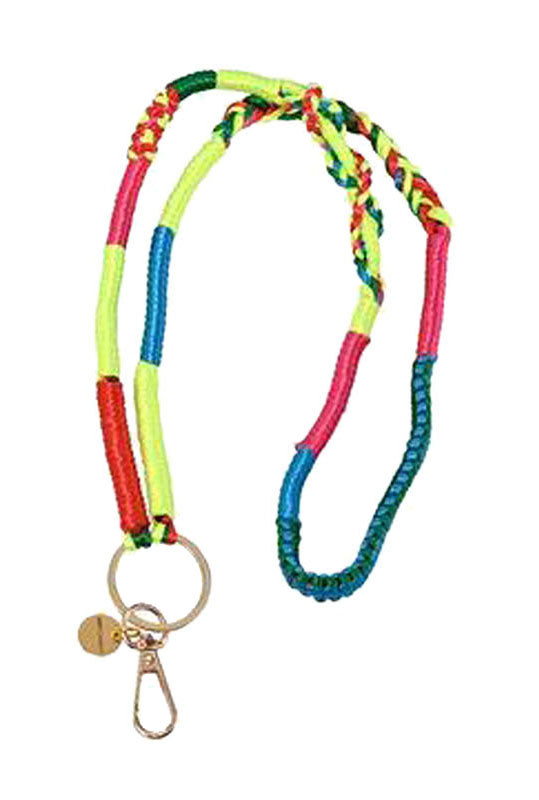 Schlüsselband Urban Gipsy Multicolor Mehrfarbig Geflochtenes Polyester Karabiner Vergoldet 50 cm Lang