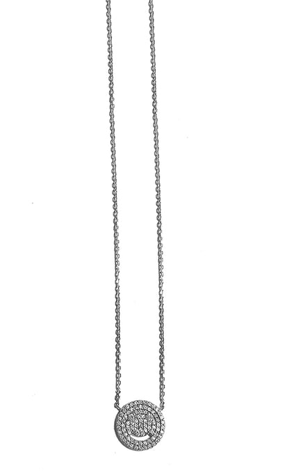 Filigrane Erbskette Smiley Pavé-Zirkonia Weiß 925 Sterling Silber Rhodiniert