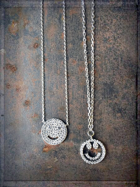 Filigrane Erbsketten Smiley-Anhänger Pavé-Zirkonia Weiß 925 Sterling Silber Rhodiniert