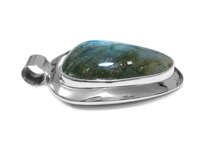 Labradorit-Anhänger 925 Sterling Silber Unikat Seitlich
