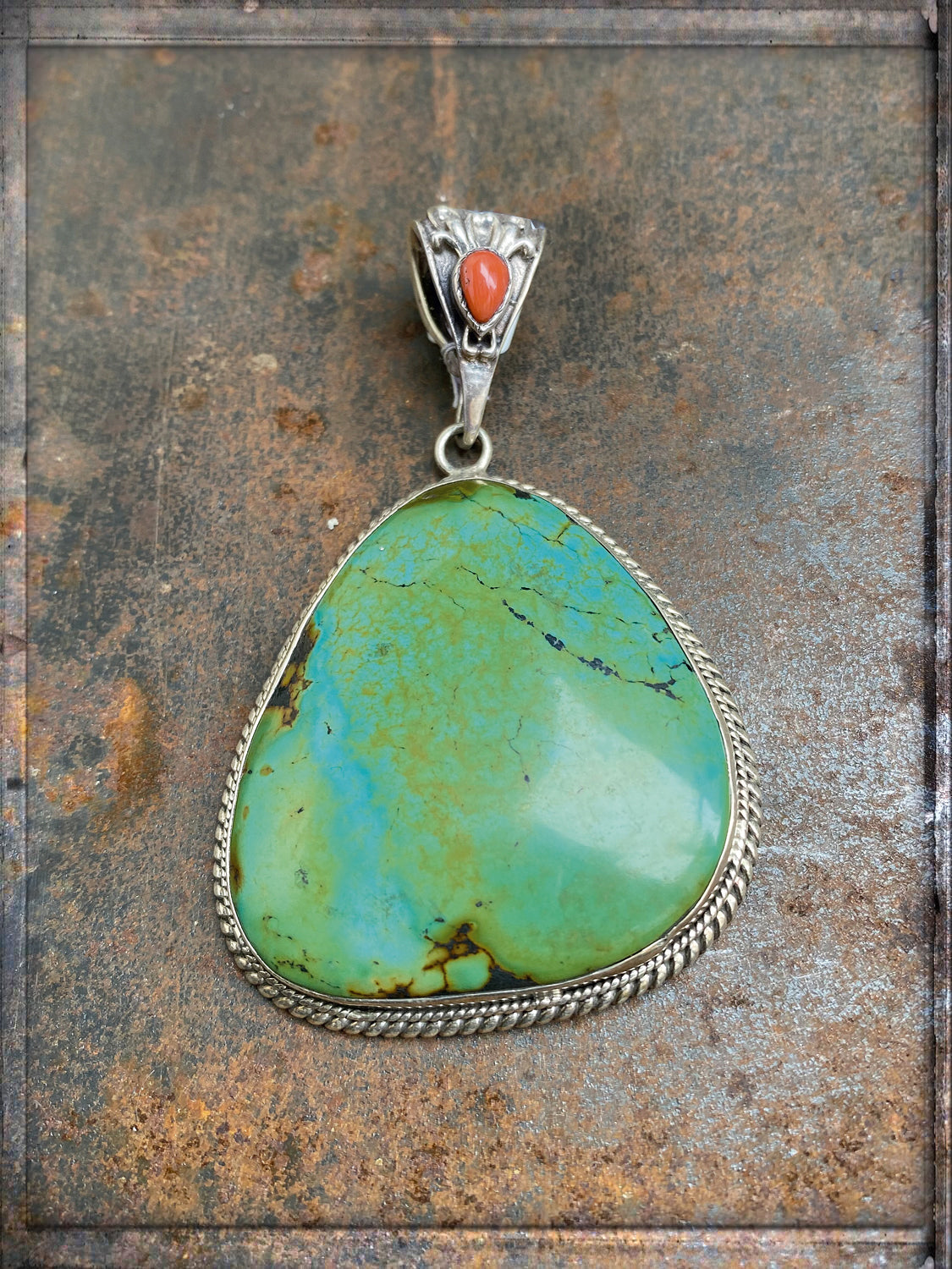 Türkis-Anhänger Koralle Boho-Style 925 Sterling Silber Unikat Schmuck Mode Reichenberger