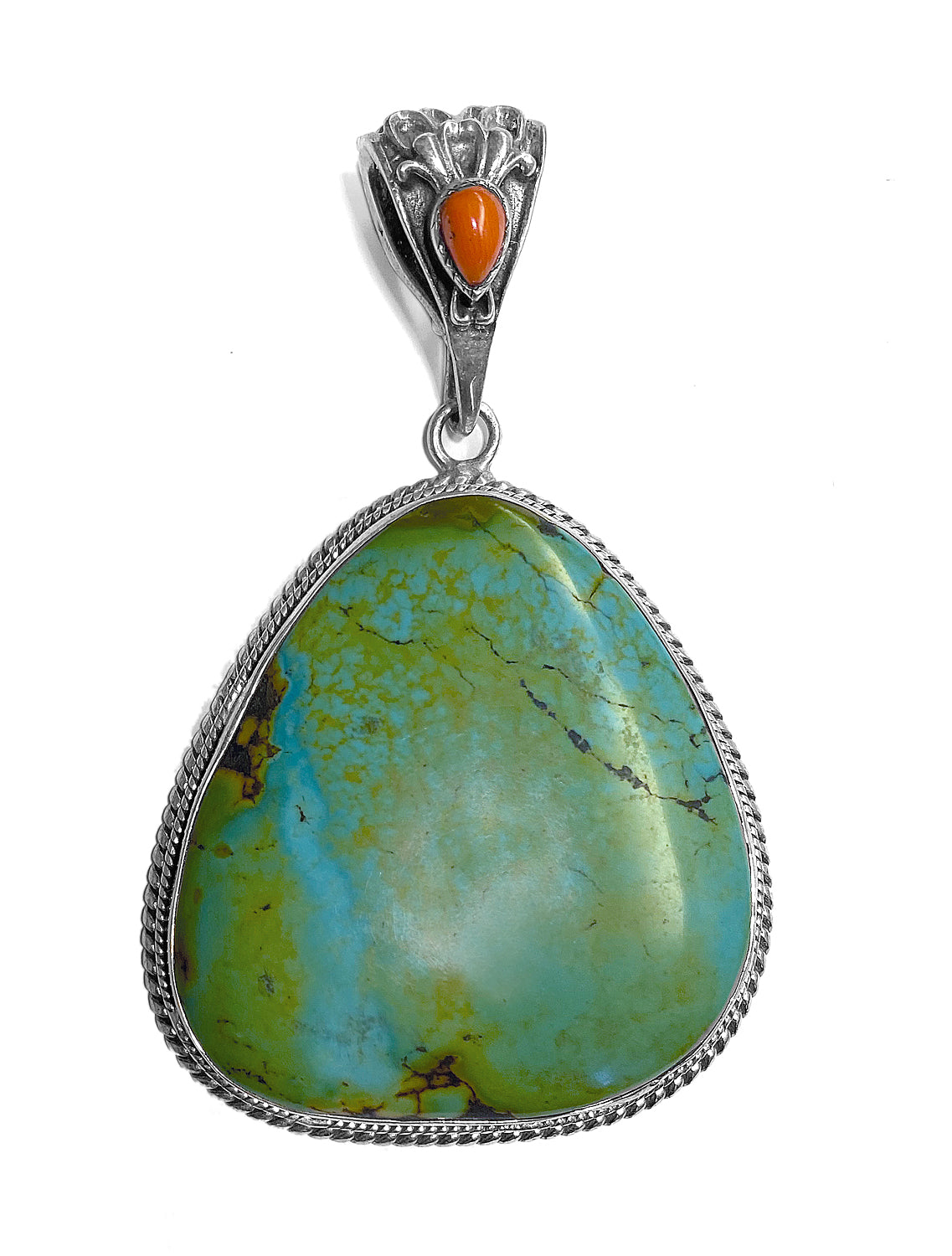 Türkis-Anhänger Koralle Boho-Style 925 Sterling Silber Unikat