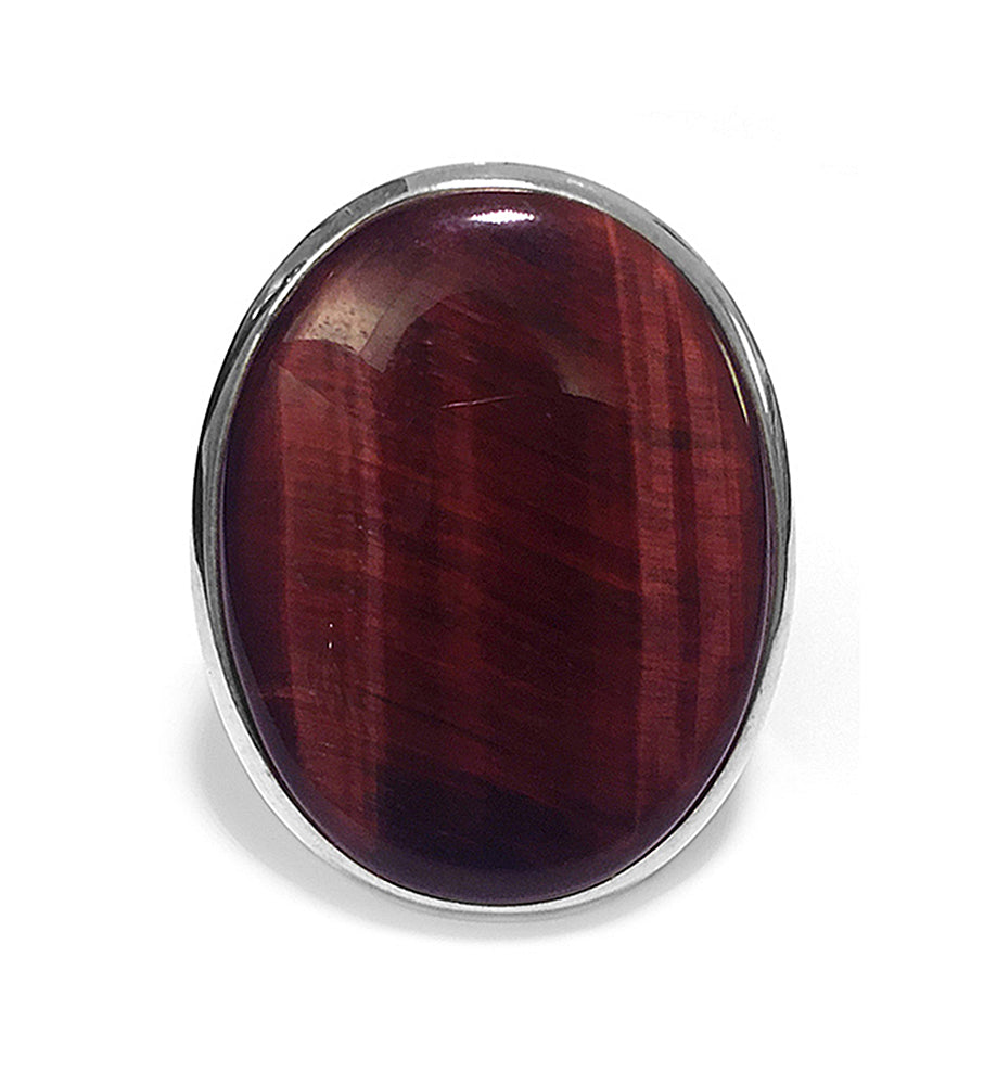 Tigerauge-Ring Unikat Gross Sterling Silber Größenverstellbar