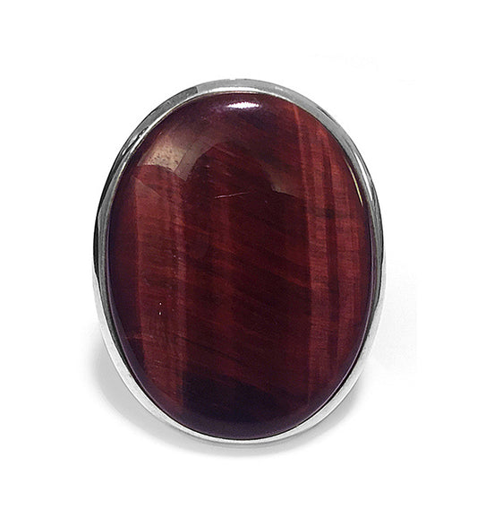 Tigerauge-Ring Unikat Gross Sterling Silber Größenverstellbar