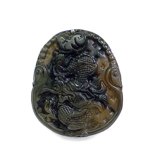 Steinring Chinesische Jade Geschnitzt Gross Silber Größenverstellbar Unikat