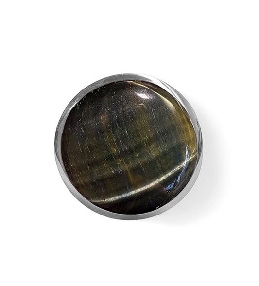 Steinring Falkenauge Groß Rund 925 Sterling Silber Größenverstellbar Unikat