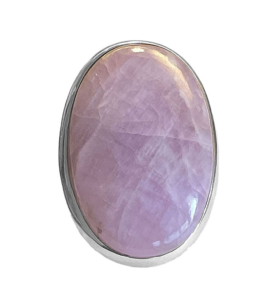 Steinring Kunzit Rosa Oval Groß 925 Sterling Silber Unikat Größenverstellbar