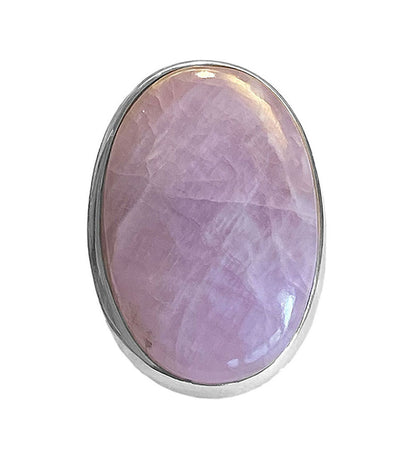 Steinring Kunzit Rosa Oval Groß 925 Sterling Silber Unikat Größenverstellbar