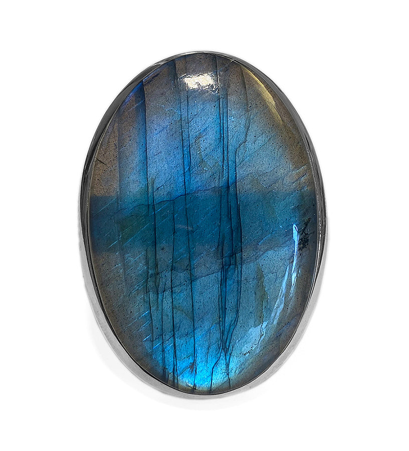 Steinring Labradorit Gross Oval 925 Sterling Silber Unikat Größenverstellbar