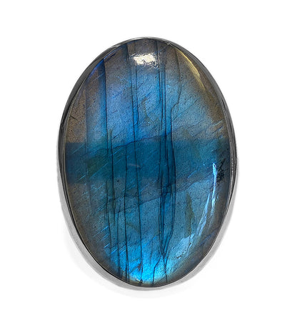 Steinring Labradorit Gross Oval 925 Sterling Silber Unikat Größenverstellbar