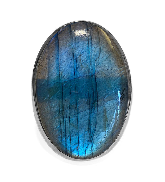 Steinring Labradorit Gross Oval 925 Sterling Silber Unikat Größenverstellbar