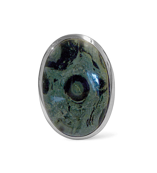 Steinring Rainbow Forest Kambaba Groß Oval 925 Sterling Silber Größenverstellbar Unikat