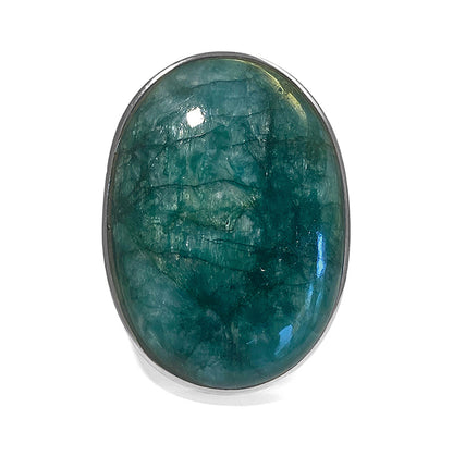 Smaragd-Ring Cabochon Groß Unikat 925 Sterling Silber Größenverstellbar