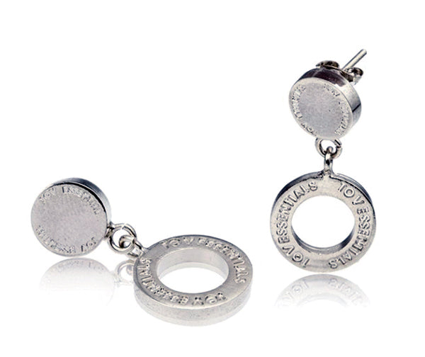 TOV Essentials Ohrstecker Versilbert Ring-Anhänger Logo-Gravur Rund 3 cm