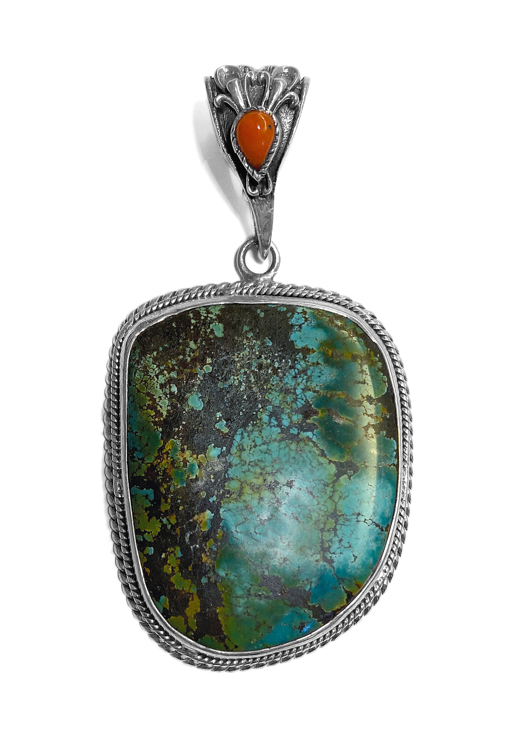 Türkis-Anhänger Koralle Rot Boho-Style 925 Sterling Silber Unikat