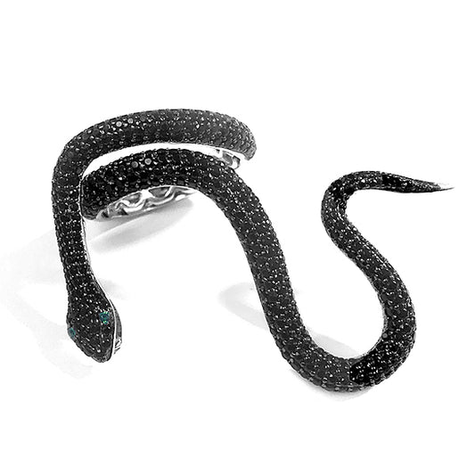 Ultima Edizione Schlangenring Paeé Zirkonia Schwarz Statement 925 Sterling Silber
