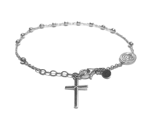 Ultima Edizione Armband Madonna Kreuz 925 Sterling Silber Rhodiniert Vergoldet Rosévergoldet