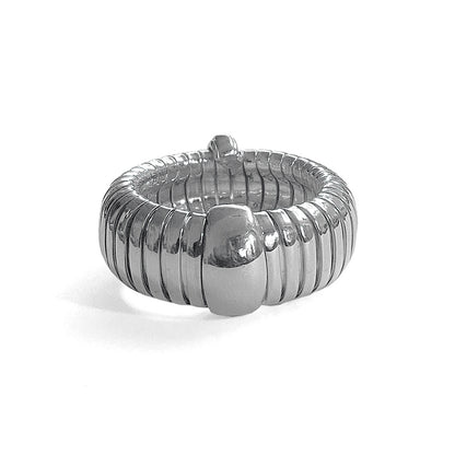 Ultima Edizione Bandring 925 Sterling Silber Rhodiniert Pavé Zirkonia Rückseite