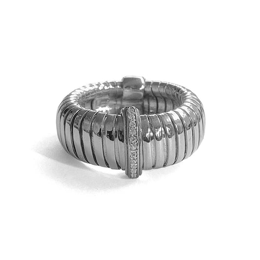 Ultima Edizione Bandring 925 Sterling Silber Rhodiniert Pavé Zirkonia