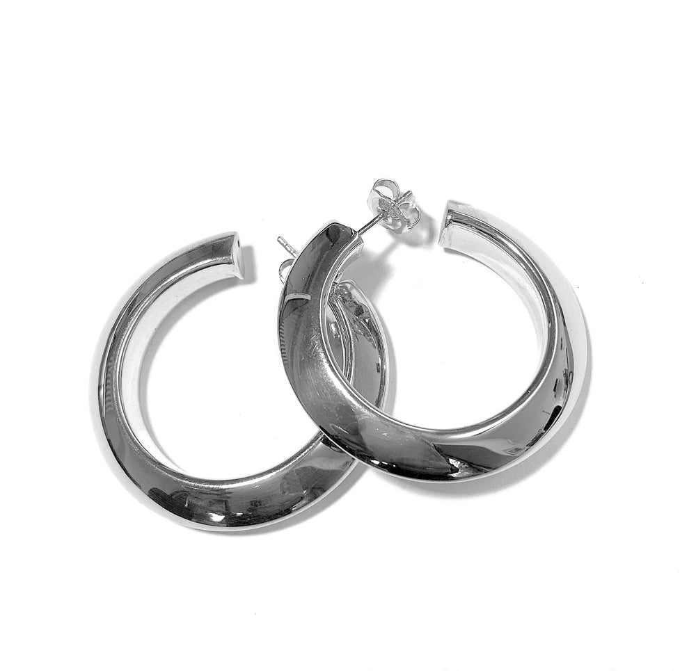 Ultima Edizione Creolen Groß Breit 925 Sterling Silber Rhodiniert