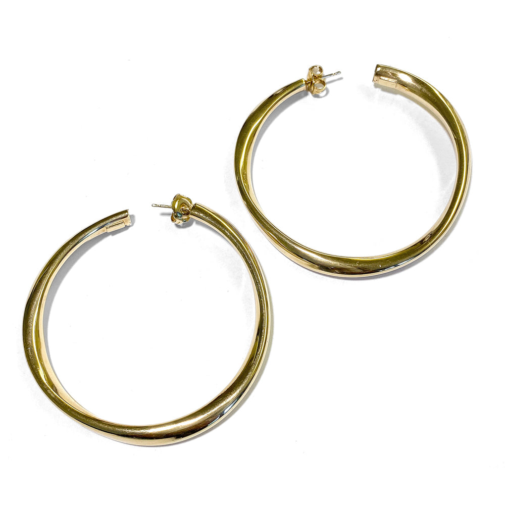 Asymmetrische Große Creolen 57 mm 925 Sterling Silber Vergoldet