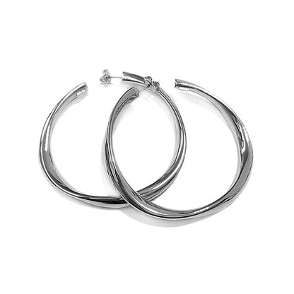 Asymmetrische Große Creolen 57 mm 925 Sterling Silber Rhodiniert