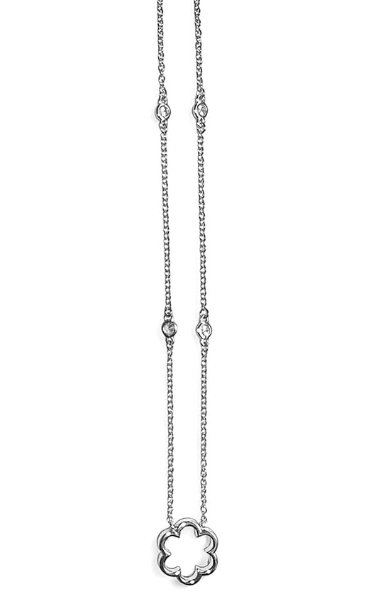 Ultima Edizione Kette Blumenanhänger Sterling Silber Rhodiniert Pavé Zirkonia