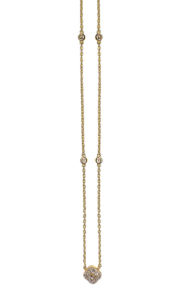 Ultima Edizione Kette Kleeblatt-Motiv Sterling Silber Vergoldet Pavé Zirkonia