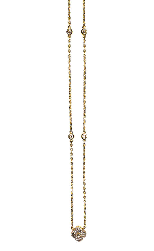 Ultima Edizione Kette Kleeblatt-Motiv Sterling Silber Vergoldet Pavé Zirkonia
