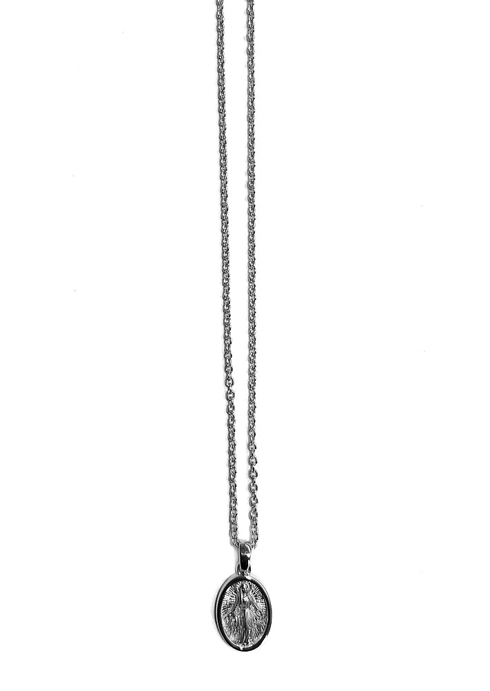 Ultima Edizione Filigrane Erbskette Madonna-Anhänger Rückseite Kreuz 925 Sterling Silber Rhodiniert