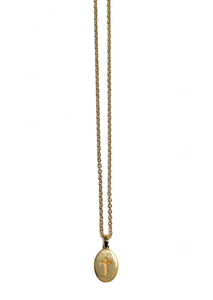 Ultima Edizione Filigrane Erbskette Madonna-Anhänger Rückseite Kreuz 925 Sterling Silber Gold Plattiert