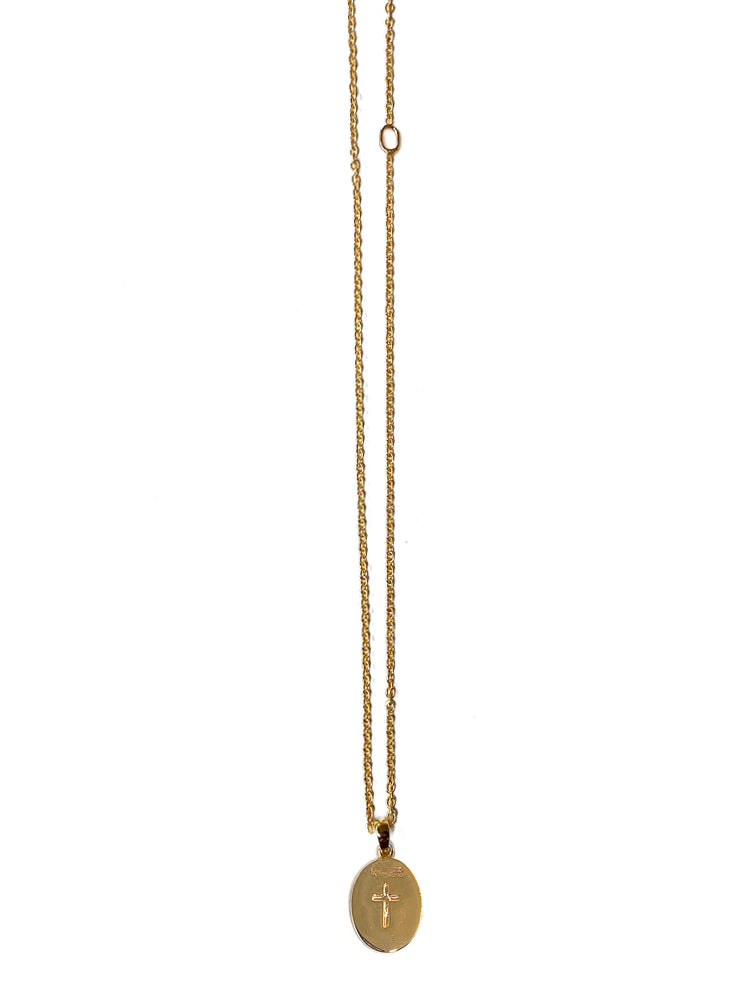 Ultima Edizione Kette Madonna-Anhänger Kreuz Filigran 925 Sterling Silber Vergoldet Rückseite
