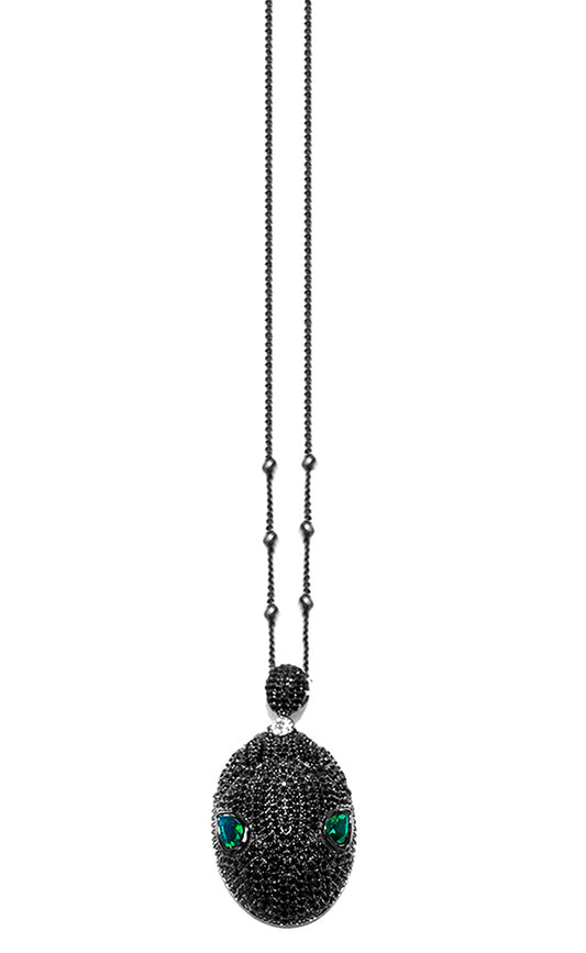 Ultima Edizione Kette Schlangenkopf Zirkonia Schwarz Pavé Zirkonia 925 Sterling Silber Schwarz Plattiert