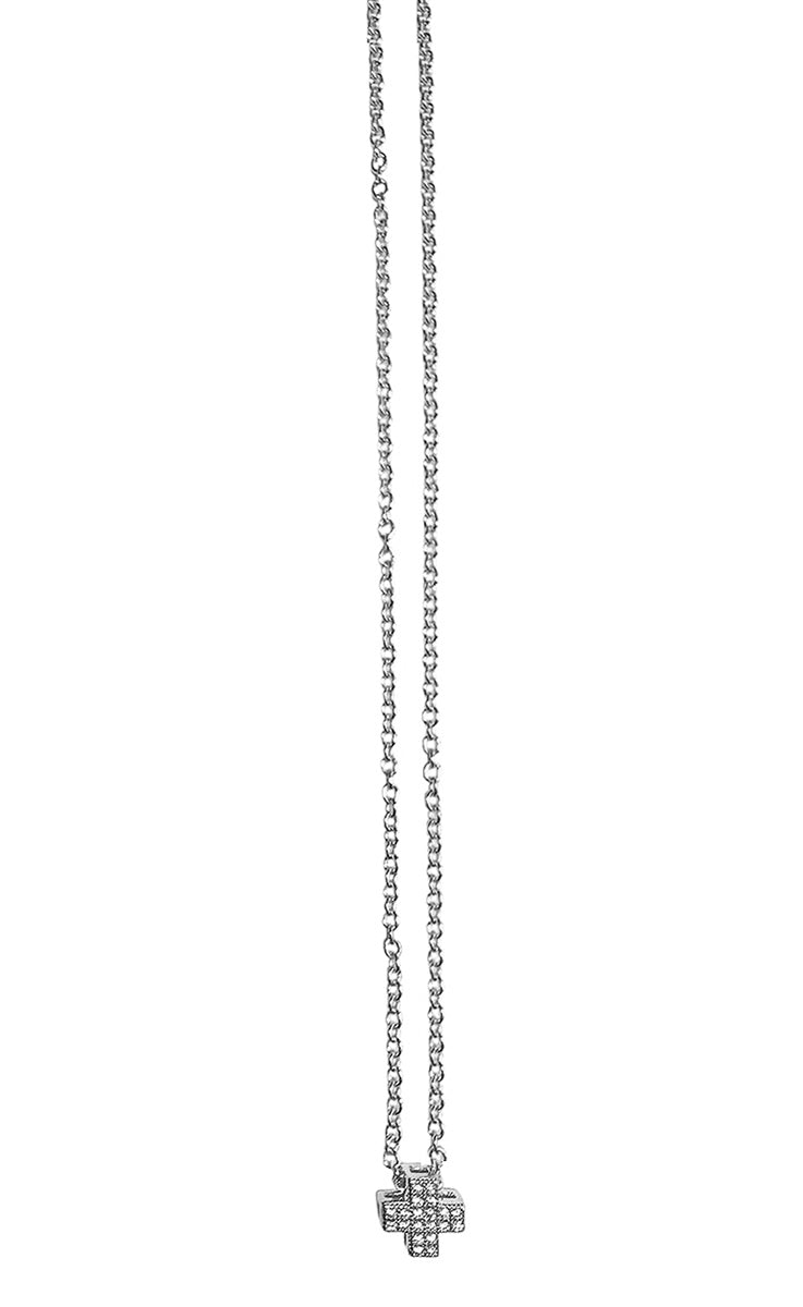 Ultima Edizione Kreuzkette Filigran Sterling Silber Rhodiniert Pavé Zirkonia
