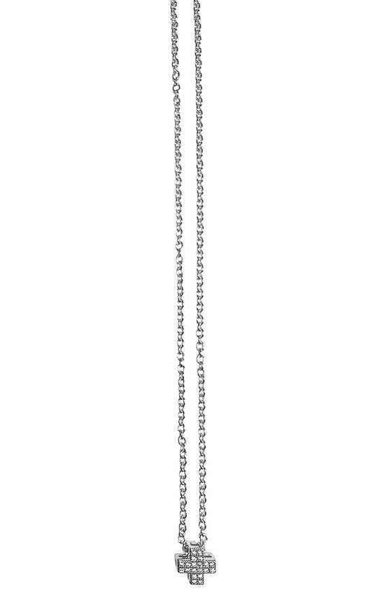 Ultima Edizione Kreuzkette Filigran Sterling Silber Rhodiniert Pavé Zirkonia