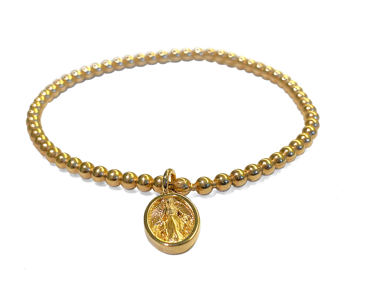 Ultima Edizione Kugelarmband Madonna-Anhänger Kreuz 925 Sterling Silber Vergoldet