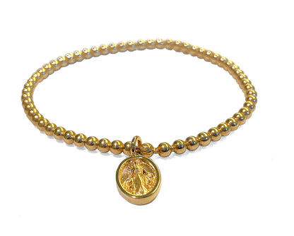 Ultima Edizione Kugelarmband Madonna-Anhänger Kreuz 925 Sterling Silber Vergoldet