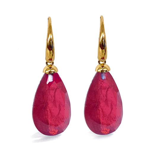 Ultima Edizione Tropfen-Ohrringe Zirkonia Facettiert Fuchsia Sterling Silber Vergoldet