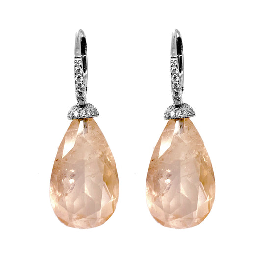 Ultima Edizione Tropfen-Ohrringe Zirkonia Facettiert Nude Apricot Pavé Sterling Silber
