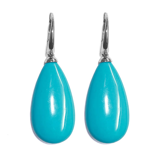 Ultima Edizione Tropfen-Ohrringe Pendel Türkis Cabochon 925 Sterling Silber