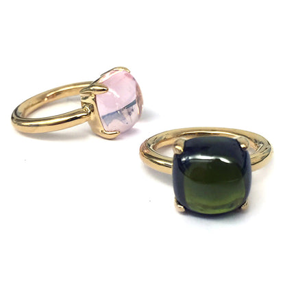 Ultima Edizione Ring Zirkonia Cabochon Verschiedene Farben Sterling Silber Vergoldet