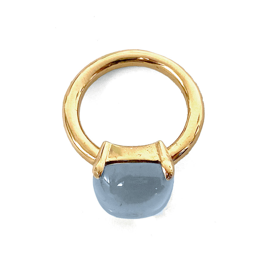 Ultima Edizione Ring Zirkonia Cabochon Aqua Sterling Silber Vergoldet Seitlich