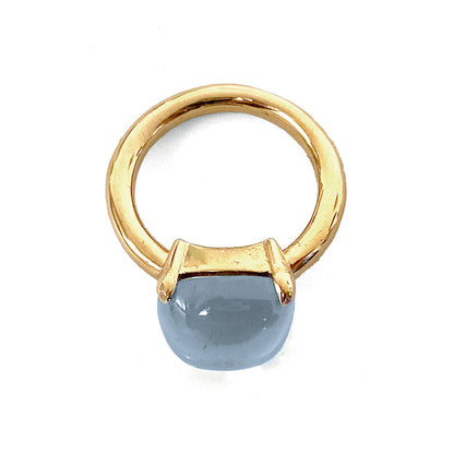 Ultima Edizione Ring Zirkonia Cabochon Aqua Sterling Silber Vergoldet Seitlich