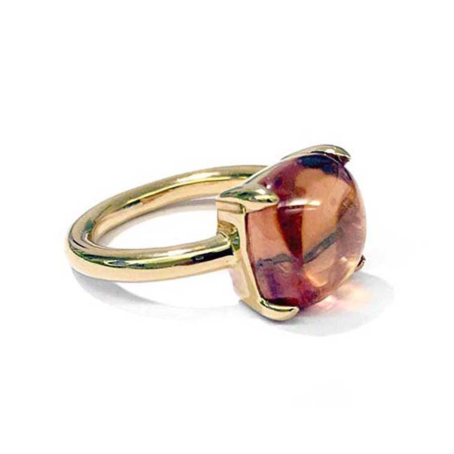 Ultima Edizione Ring Zirkonia Cabochon Champagner Sterling Silber Vergoldet Seitlich