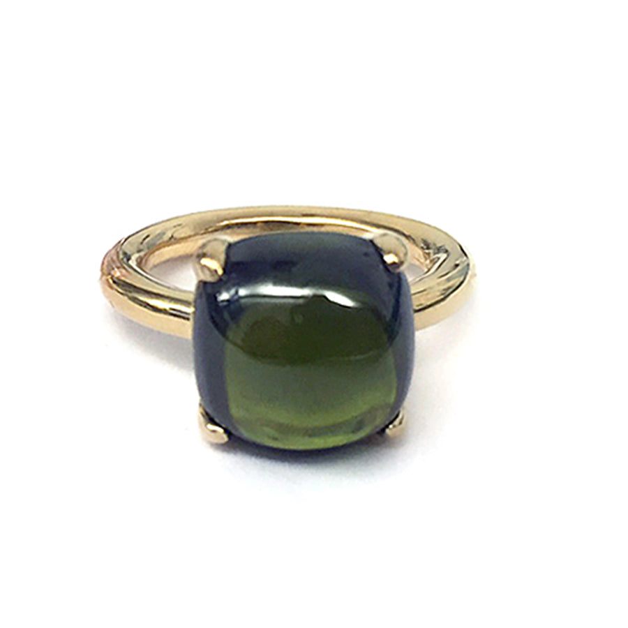 Ultima Edizione Ring Zirkonia Cabochon Oliv Sterling Silber Vergoldet